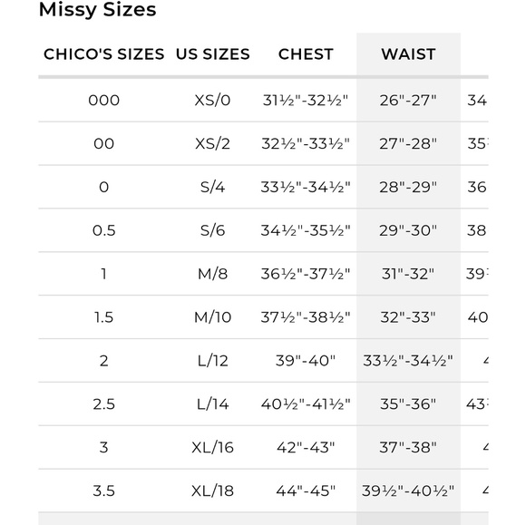 CHICO'S SIZING-READ! - Picture 3 of 4